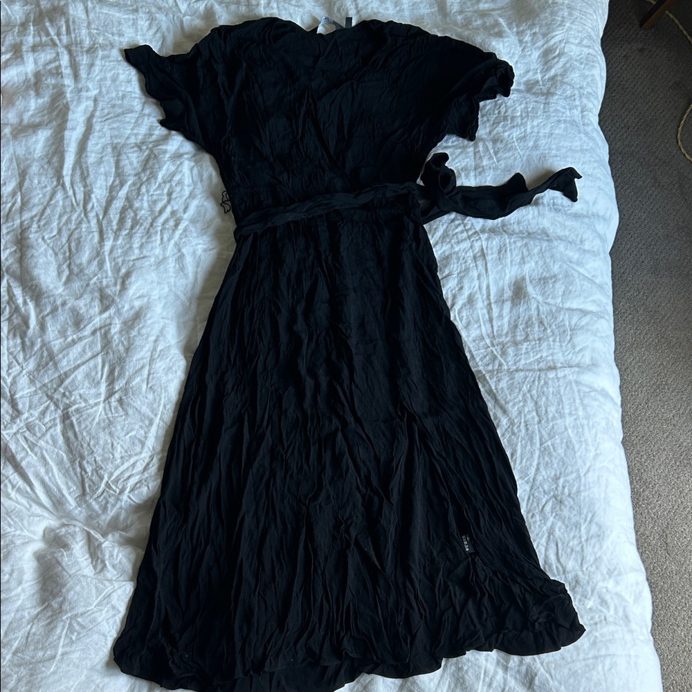 & Other Stories Black Midi Wrap Dress